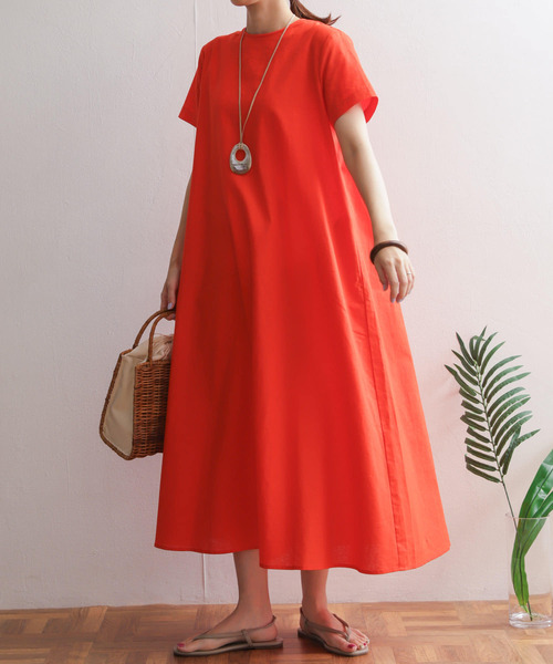 「URBAN RESEARCH DOORS」 半袖ワンピース MEDIUM レッド レディースの画像