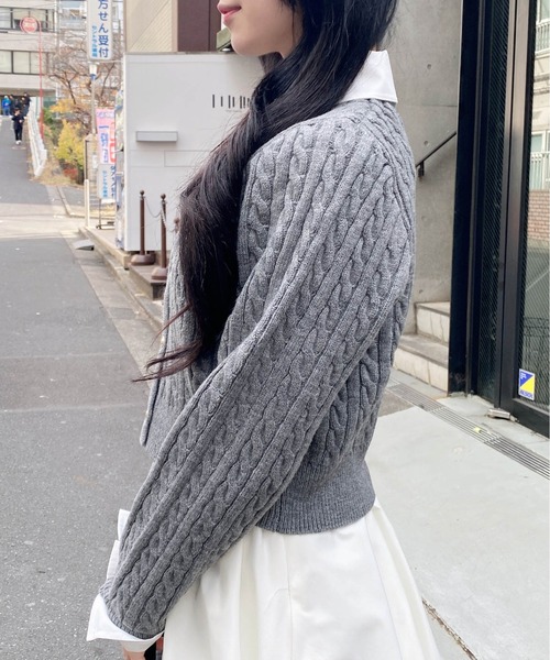 INGNI（イング） ニット セーター シャツレイヤード風ケーブルニット