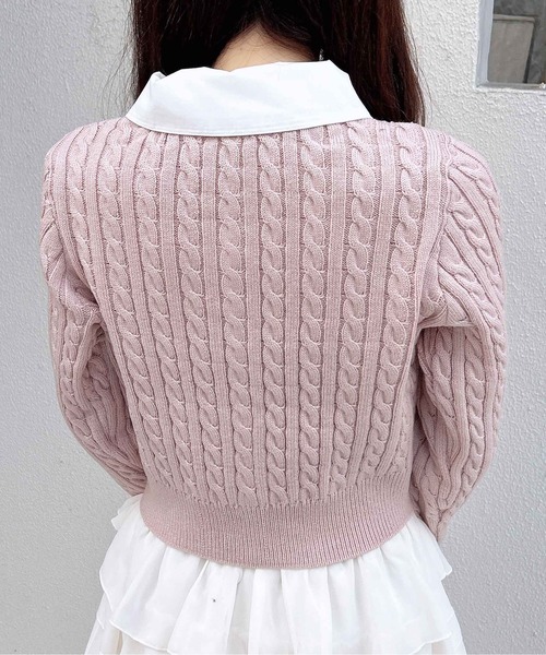 INGNI（イング） ニット セーター シャツレイヤード風ケーブルニット