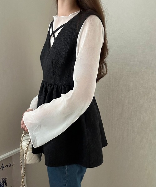 「LAUIR」 ノースリーブブラウス LARGE ブラック系その他2 レディース_画像5