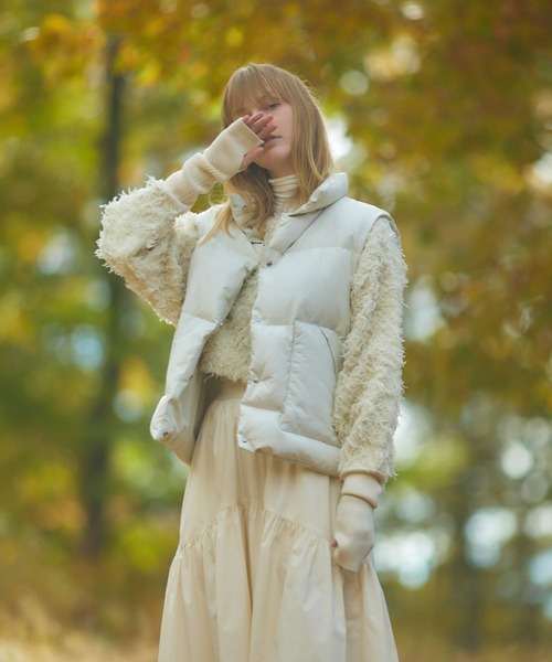 「KBF」 ダウンベスト ONE アイボリー レディース_画像2