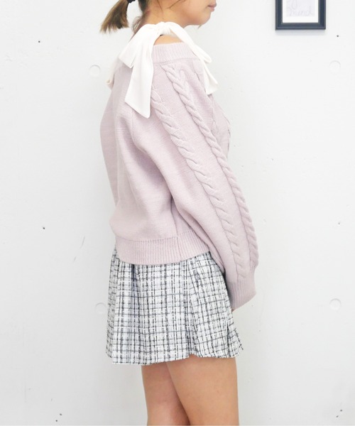 FUN ニット セーター ラメカタリボンニット レディース : ZOZOTOWN