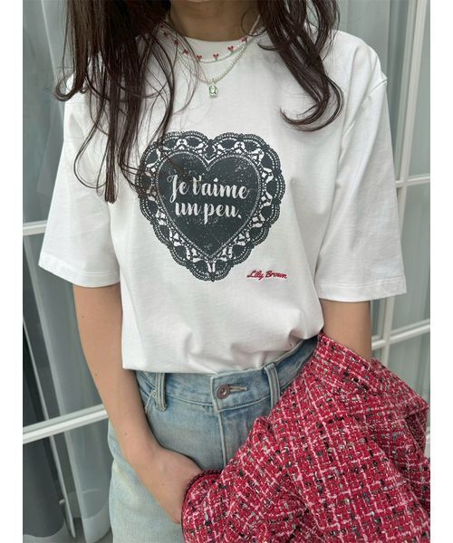 LILY BROWN（リリーブラウン） tシャツ ハートモチーフプリントTシャツ