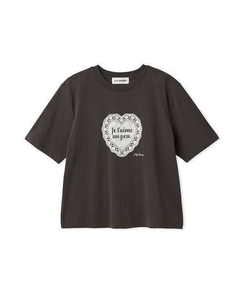 LILY BROWN（リリーブラウン） tシャツ ハートモチーフプリントTシャツ