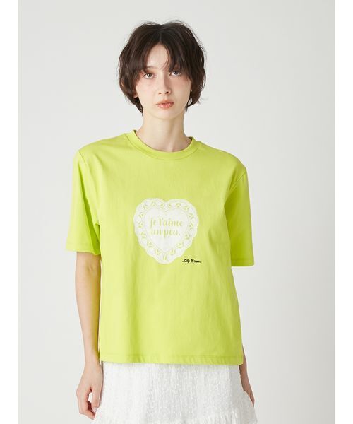LILY BROWN（リリーブラウン） tシャツ ハートモチーフプリントTシャツ