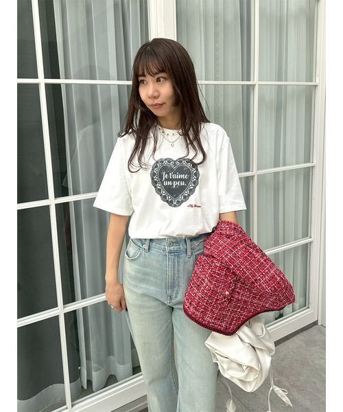 LILY BROWN（リリーブラウン） tシャツ ハートモチーフプリントTシャツ