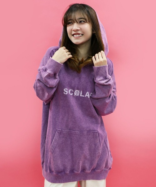 ScoLar（スカラー） パーカー 超常現象プリント ケミカル加工裏毛