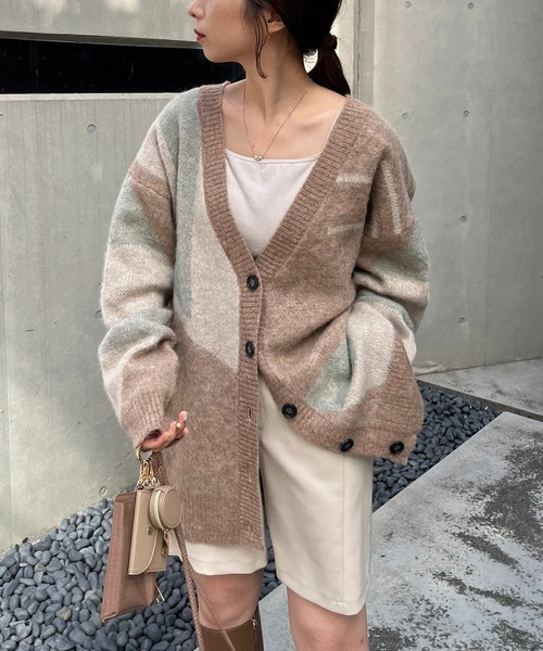 「CAPRICIEUX LE'MAGE」 ニットカーディガン FREE ベージュ レディース_画像2