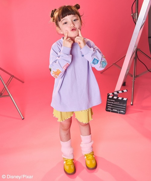 アトリエgg★Tシャツ2枚セット18&19ハーフ★ピンクレモンイエロー袖ワッペン pairmanon（ペアマノン） tシャツ 「モンスターズ・インク」ユニ