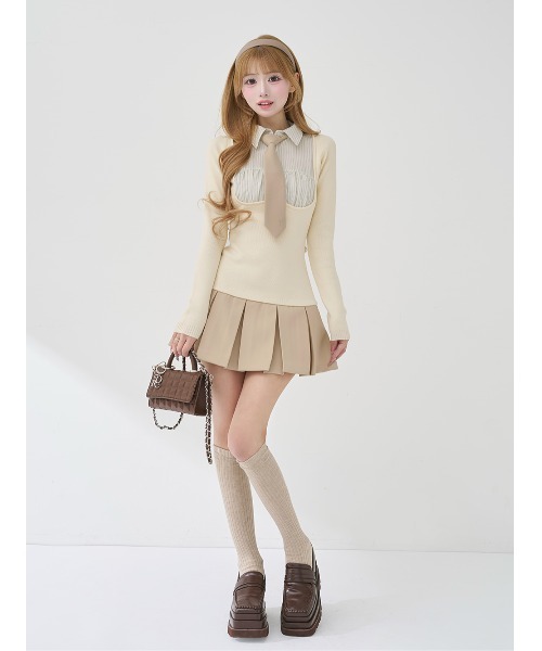 Darich（ダーリッチ） ワンピース ネクタイシャツドッキングニットミニ