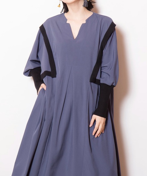 「OSMOSIS」 長袖ワンピース ONE SIZE カーキ レディース_画像9
