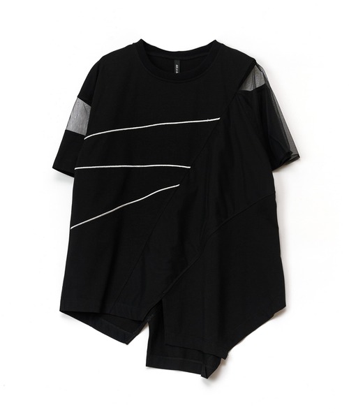 tシャツ シアーレイヤードエンブロイダリーラインＴシャツ レディースの画像