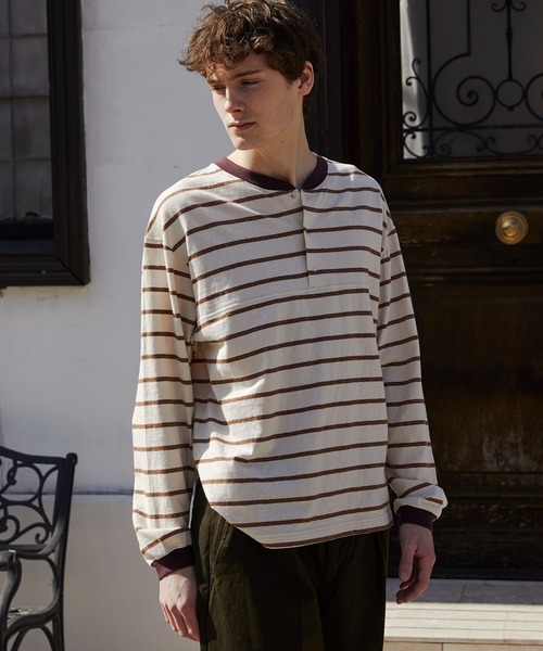 【地ならし発動】90s J.CREW 巨人タグ ボーダー ヘンリーネック ロンT 地ならし発動】90s J.CREW 巨人タグ ボーダー ヘンリーネック ロンT