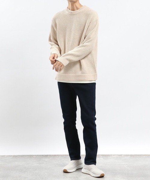 「GLOBAL WORK Smile Seed Store」 長袖ニット X-LARGE ネイビー メンズ_画像2