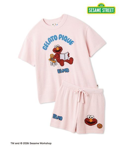 パジャマ ルームウェア 「SESAME STREET」エアリーモコジャガードプルオーバー＆ショートパンツセット レディースの画像