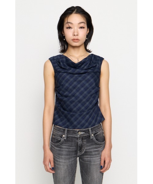 LAGUA GEM（ラグアジェム） tシャツ 半袖 NECK LOOSEY CHECK トップス 