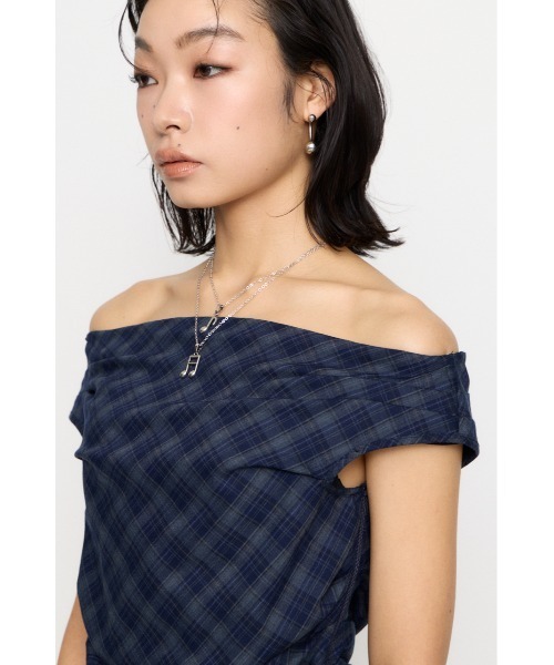 LAGUA GEM（ラグアジェム） tシャツ 半袖 NECK LOOSEY CHECK トップス 