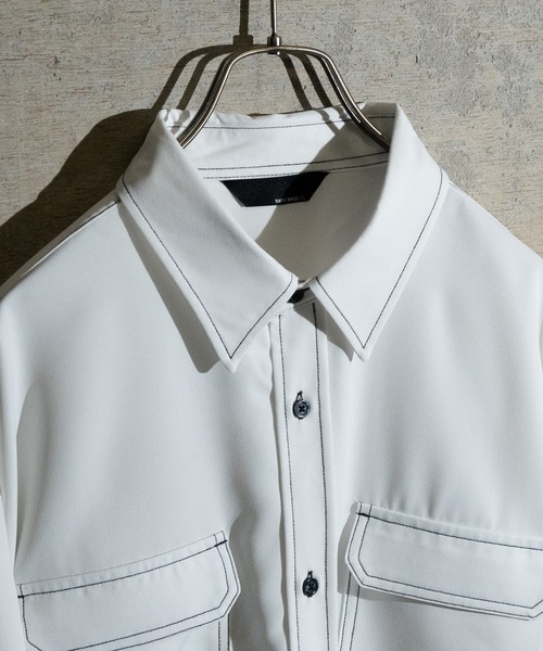 「JOHN'S CLOSET」 長袖シャツ LARGE ライトグレー メンズ_画像2