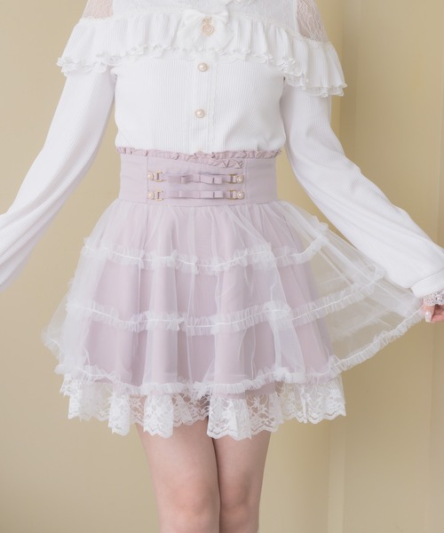 ROJITA（ロジータ） スカート ベルトリボンチュールスカート
