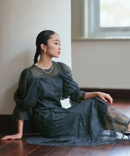 「RUIRUE BOUTIQUE」 長袖ワンピース LL チャコール レディースの画像