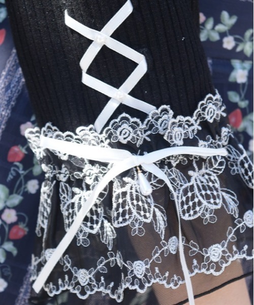 axes femme（アクシーズ ファム） tシャツ 苺チュールレース七分袖PO