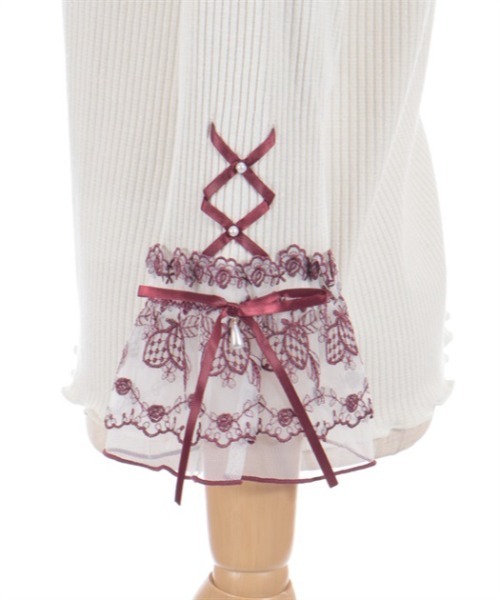axes femme（アクシーズ ファム） tシャツ 苺チュールレース七分袖PO
