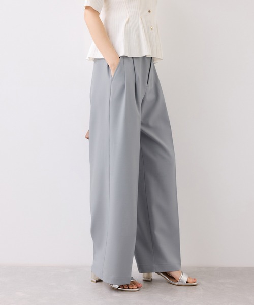 ワイドパンツ パンツ ベルトディティールタックワイドパンツ/イージーケア・接触冷感 レディースの画像