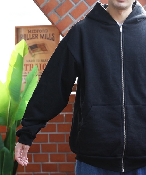 「LOS ANGELES APPAREL」 ジップアップパーカー LARGE アッシュ メンズの画像