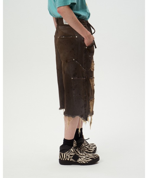 ジーンズ DOUBLE KNEE DENIM SHORTS メンズの画像