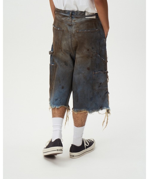 ジーンズ DOUBLE KNEE DENIM SHORTS メンズの画像