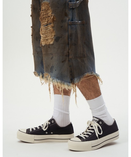 ジーンズ DOUBLE KNEE DENIM SHORTS メンズの画像
