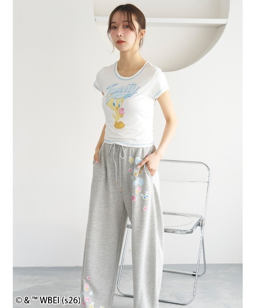 SNIDEL HOME パジャマ ルームウェア 「Tweety」スウェットロングパンツ