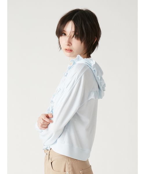 パーカー 「LUMISHADE」UVカットフリルパーカー「接触冷感」 レディースの画像