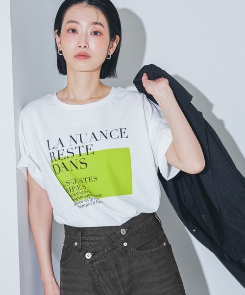 LAKOLE（ラコレ） tシャツ 半袖 「接触冷感」カラーパネルロゴプリント