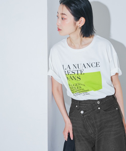 LAKOLE（ラコレ） tシャツ 半袖 「接触冷感」カラーパネルロゴプリント