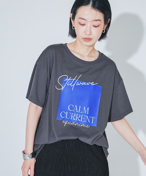 LAKOLE（ラコレ） tシャツ 半袖 「接触冷感」カラーパネルロゴプリント