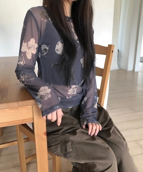 黒 シースルー トップス 花柄のおすすめ人気商品一覧 通販 - Yahoo