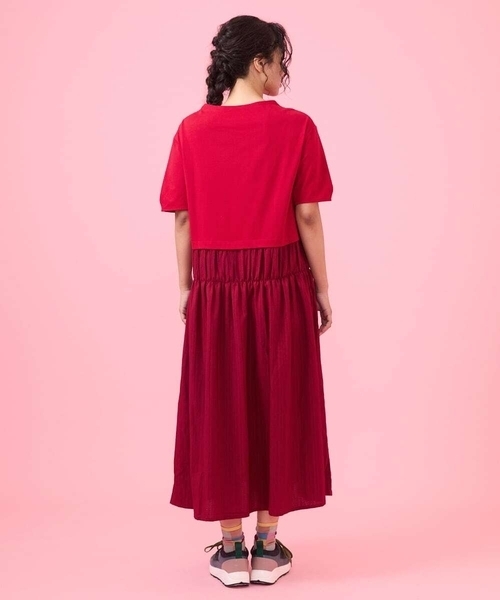 「Jocomomola」 ドッキングワンピース 40 レッド レディース_画像3