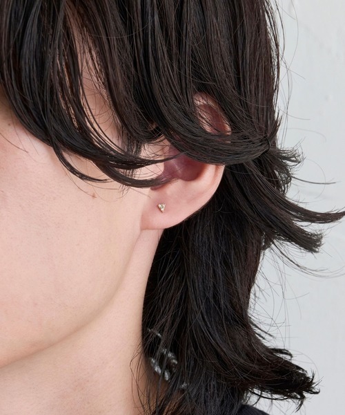 JUPITER ピアス 「K10」トライアングルダイヤモンドピアス/片耳 メンズ