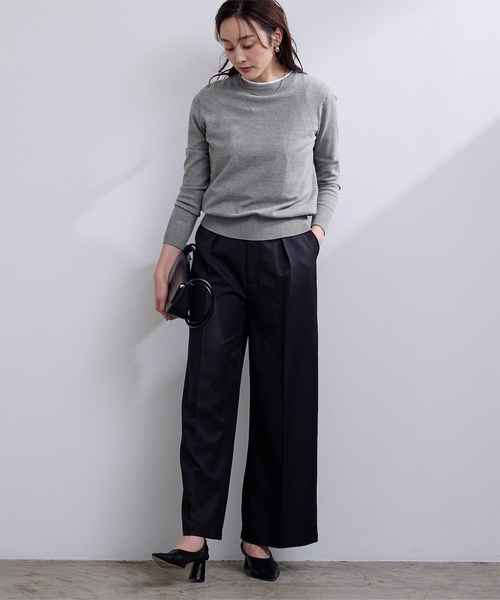 ジップカシミヤタッチ黒ニットフード0 ESTNATION / カシミヤタッチ ジップアップフーディー｜ESTNATION