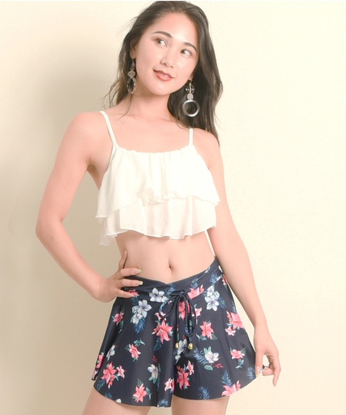 LEAD（リード） 水着 二段フリル花柄ビキニ水着3点セット レディース