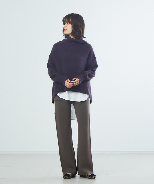 Rouge vif（ルージュ ヴィフ） ニット 獣毛混フレアタートルニット