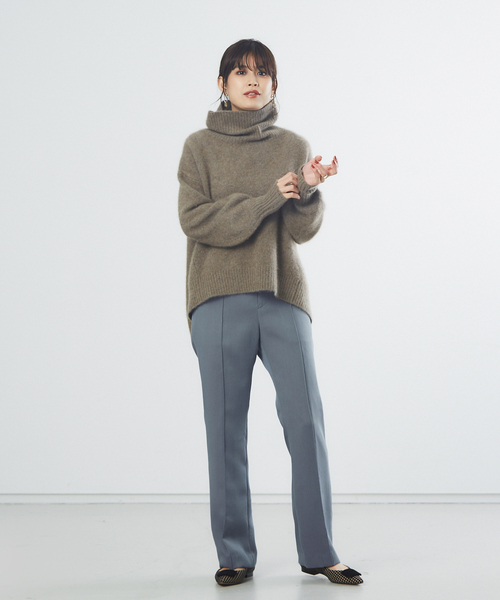 Rouge vif（ルージュ ヴィフ） ニット 獣毛混フレアタートルニット