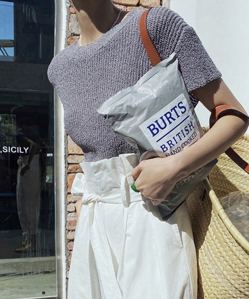 tシャツ Tシャツ リブニット半袖Tシャツ