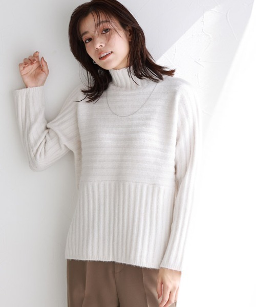 herlipto新品未使用　Knit Hooded Stole ホワイト♡ Pierrot ニット セーター ハイネックリブニット レディース