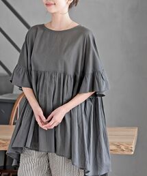 美品ボイルワイドプルオーバーシャツ