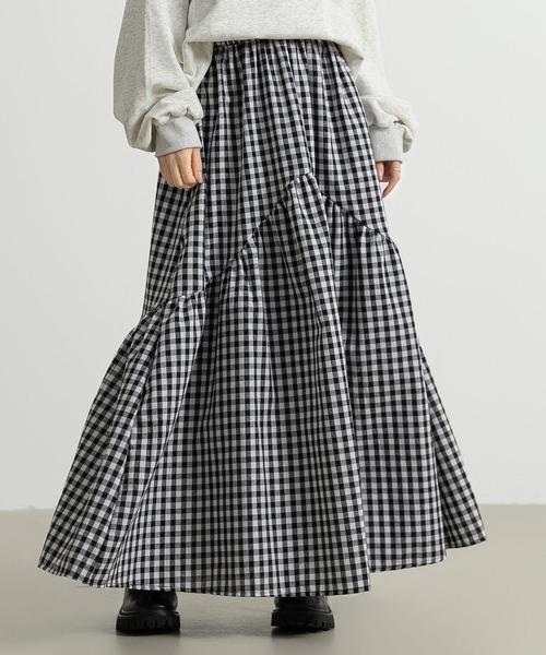 C337 【新品タグ付き】and N closet ティアードスカート DAY CLOSET スカート レディース 前後2wayで着こなせる。ロング
