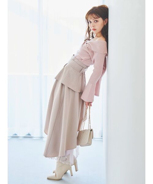 スカート 「WEB限定サイズあり」アシメティアードプリーツスカート  