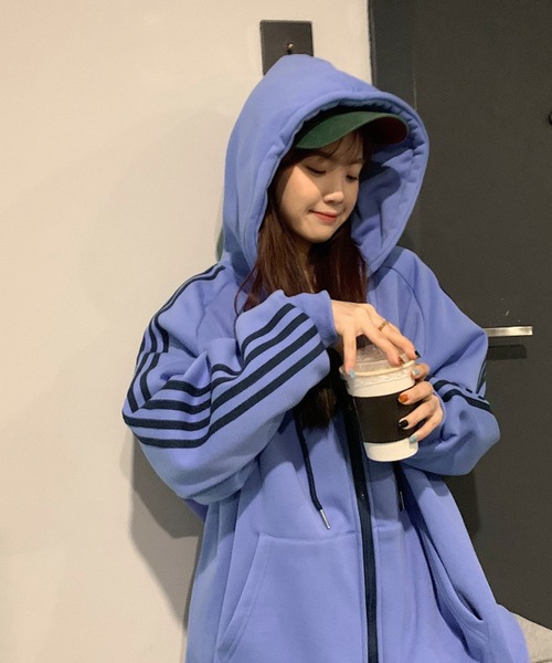 MEMECLE（メメクル） パーカー 「 」オーバーサイズ サイドライン