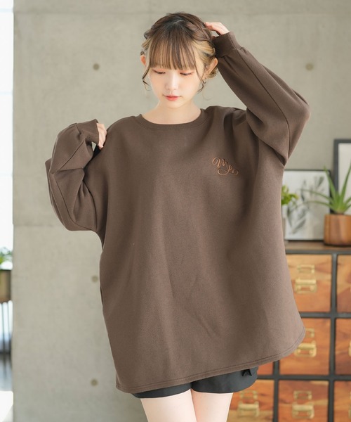 tシャツ 刺繍オーバーサイズくまスウェット レディース